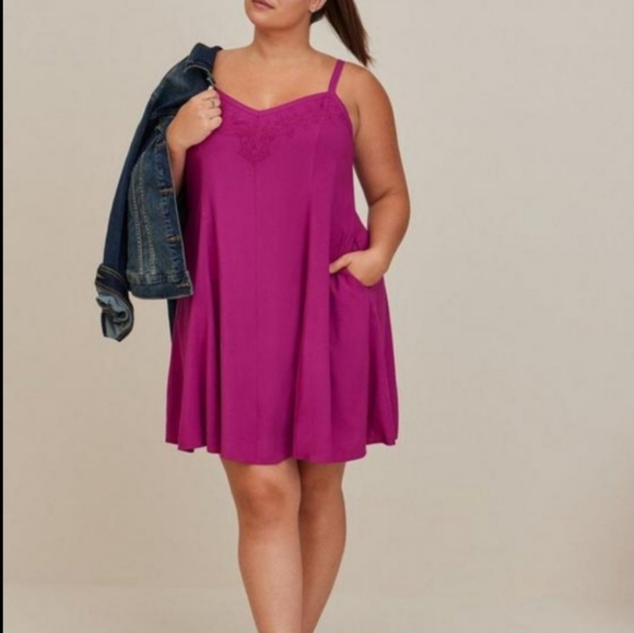 torrid Dresses & Skirts - NWT Torrid 0X Purple Challis Trapeze Sleeveless Mini Dress
